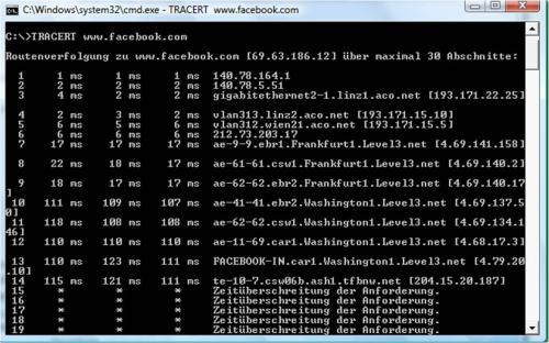 tracert facebook